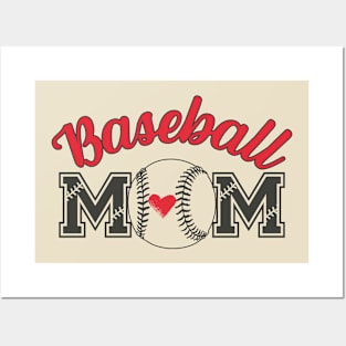 Baseball Mom with Heart Inside the Ball Posters and Art